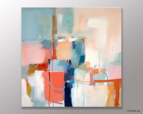 Canvas Paintings, Large Abstract Art for Bedroom, Simple Modern Acrylic Artwork, Modern Original Abstract Wall Art, Contemporary Canvas Art-Grace Painting Crafts