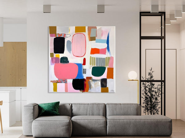 Geometric Modern Acrylic Art, Modern Original Abstract Art, Large Wall Art for Bedroom, Canvas Paintings for Sale, Contemporary Canvas Art-Grace Painting Crafts
