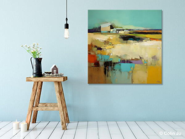 Large Landscape Canvas Paintings, Hand Painted Canvas Art, Landscape Acrylic Art, Original Abstract Art, Landscape Paintings for Living Room-Grace Painting Crafts