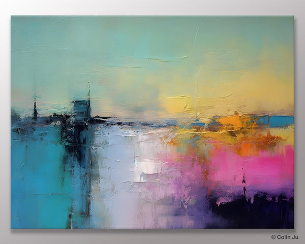 Hand Painted Original Canvas Wall Art, Abstract Landscape Paintings for Bedroom, Modern Landscape Artwork, Contemporary Acrylic Paintings-Grace Painting Crafts