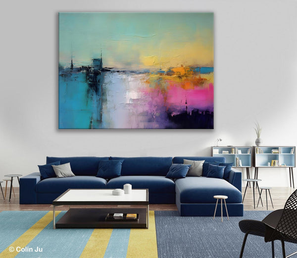 Hand Painted Original Canvas Wall Art, Abstract Landscape Paintings for Bedroom, Modern Landscape Artwork, Contemporary Acrylic Paintings-Grace Painting Crafts