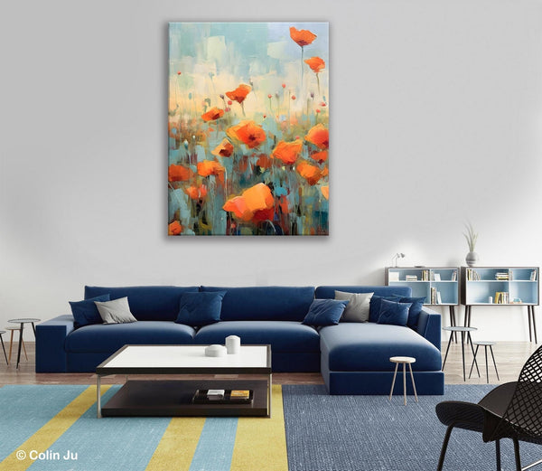 Flower Canvas Paintings, Flower Field Painting, Large Original Landscape Painting for Bedroom, Acrylic Paintings on Canvas, Hand Painted Art-Grace Painting Crafts