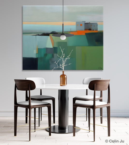 Large Original Canvas Wall Art, Contemporary Landscape Paintings, Extra Large Acrylic Painting for Dining Room, Abstract Painting on Canvas-Grace Painting Crafts