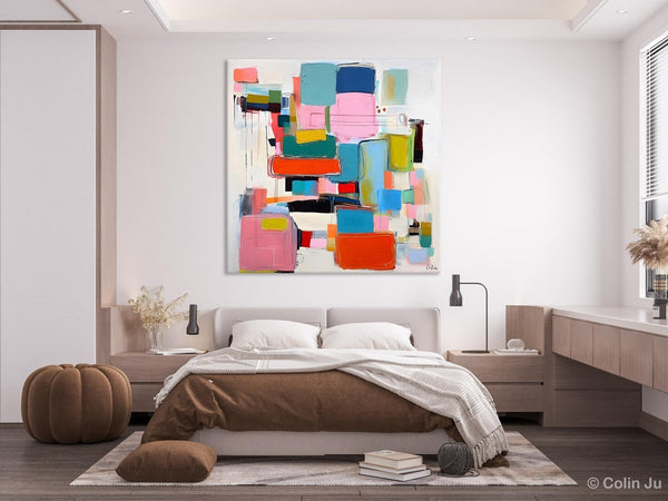 Original Abstract Wall Art, Geometric Modern Acrylic Art, Large Abstract Art for Bedroom, Modern Canvas Paintings, Contemporary Canvas Art-Grace Painting Crafts