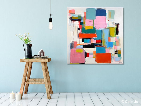 Original Abstract Wall Art, Geometric Modern Acrylic Art, Large Abstract Art for Bedroom, Modern Canvas Paintings, Contemporary Canvas Art-Grace Painting Crafts