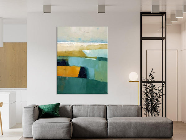 Large Geometric Abstract Painting, Landscape Canvas Paintings for Bedroom, Acrylic Painting on Canvas, Original Landscape Abstract Painting-Grace Painting Crafts