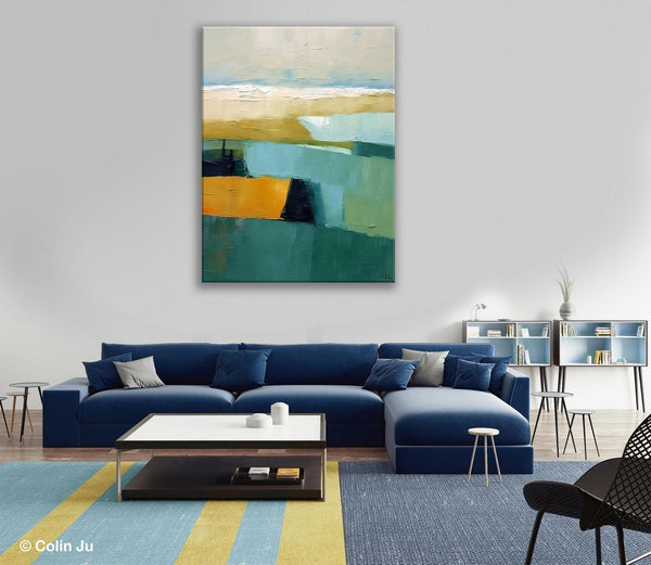Large Geometric Abstract Painting, Landscape Canvas Paintings for Bedroom, Acrylic Painting on Canvas, Original Landscape Abstract Painting-Grace Painting Crafts