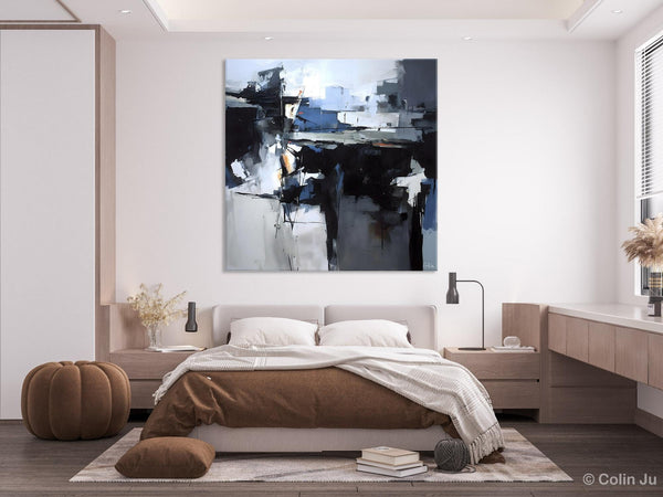Original Modern Wall Art on Canvas, Black Contemporary Canvas Art, Modern Acrylic Artwork for Sale, Large Abstract Painting for Bedroom-Grace Painting Crafts