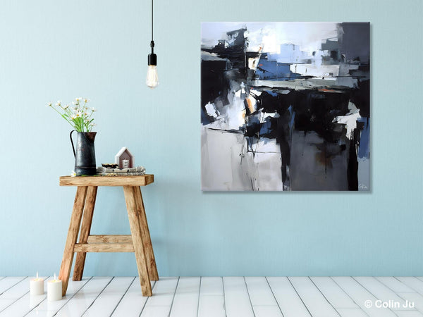 Original Modern Wall Art on Canvas, Black Contemporary Canvas Art, Modern Acrylic Artwork for Sale, Large Abstract Painting for Bedroom-Grace Painting Crafts
