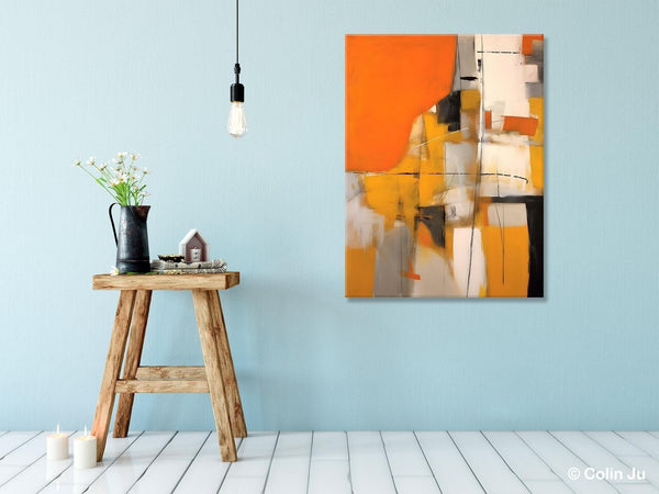 Large Paintings for Bedroom, Yellow Abstract Art Paintings, Large Contemporary Wall Art, Hand Painted Canvas Art, Original Modern Painting-Grace Painting Crafts