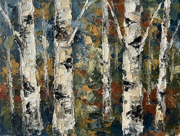 Original Landscape Paintings, Winter Birch Tree Painting, Original Artwork for Sale, Small Canvas Wall Art Paintings, Hand Painted Canvas Art, Impasto Heavy Texture Art-Grace Painting Crafts