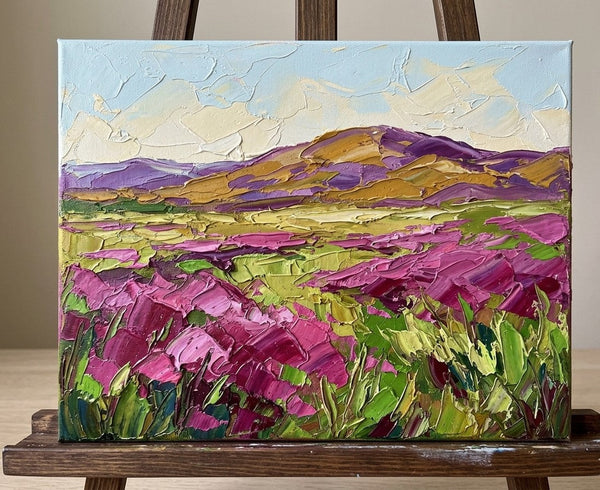 Impasto Painting, Purple Blossom Wilderness, Small Canvas Artwork for Sale, Original Canvas Paintings, Heavy Texture Paintings on Canvas, Buy Paintings Online-Grace Painting Crafts