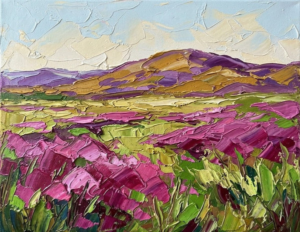 Impasto Painting, Purple Blossom Wilderness, Small Canvas Artwork for Sale, Original Canvas Paintings, Heavy Texture Paintings on Canvas, Buy Paintings Online-Grace Painting Crafts