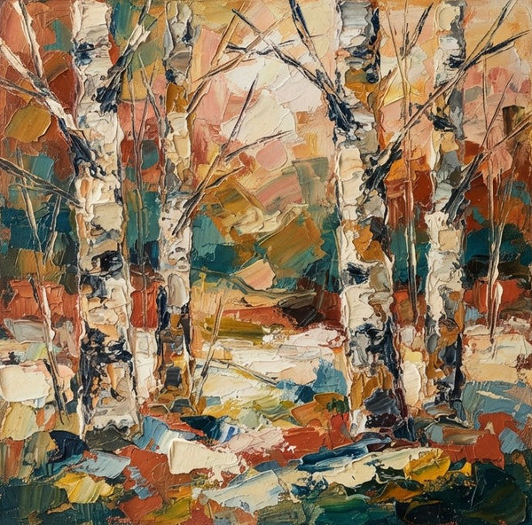 Original Landscape Paintings, Hand Painted Canvas Art, Miniature Canvas Art, Winter Birch Forest Tree Painting, Original Oil Paintings, Buy Small Artwork Online-Grace Painting Crafts
