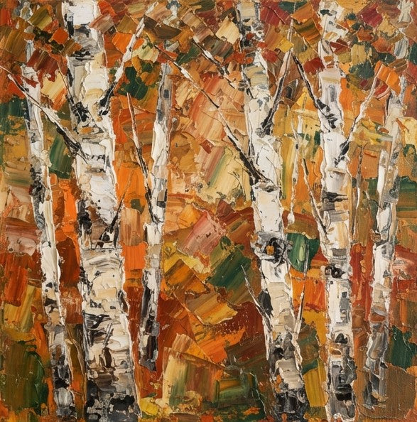 Original Landscape Paintings, Autumn Birch Tree Painting, Hand Painted Canvas Art, Miniature Canvas Art, Original Canvas Paintings-Grace Painting Crafts