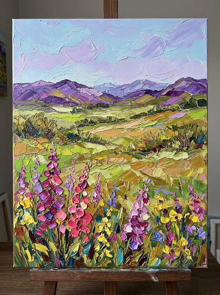 Original Oil Paintings, Vibrant Wildflowers in Highland Pasture, Original Landscape Paintings, Impasto Heavy Texture Art, Hand Painted Canvas Art, Small Canvas Artwork-Grace Painting Crafts