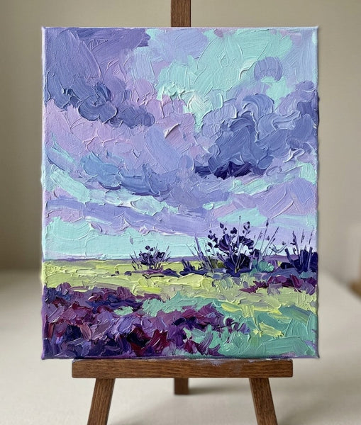 Warm Breeze Over the Moorland, Original Landscape Paintings, Small Canvas Wall Art Paintings, Hand Painted Canvas Art, Impasto Heavy Texture Art, Original Artwork for Sale-Grace Painting Crafts