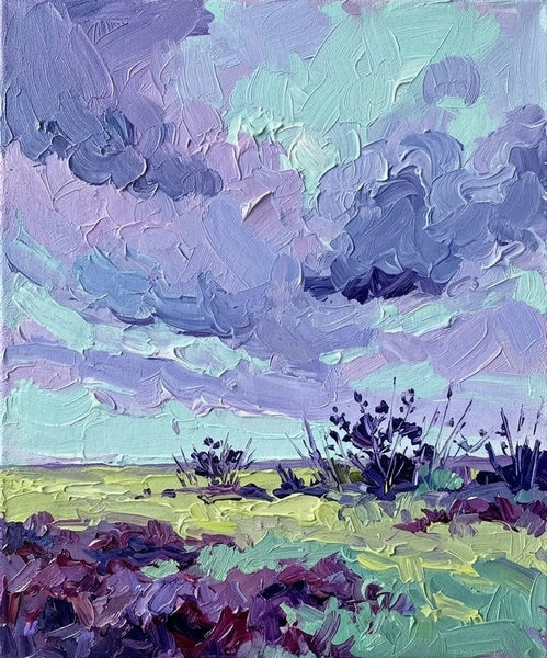 Warm Breeze Over the Moorland, Original Landscape Paintings, Small Canvas Wall Art Paintings, Hand Painted Canvas Art, Impasto Heavy Texture Art, Original Artwork for Sale-Grace Painting Crafts