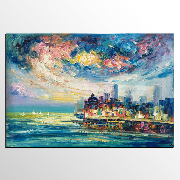 Original Landscape Paintings, Cityscape Painting, Custom Large Canvas Paintings, Modern Paintings on Canvas-Grace Painting Crafts