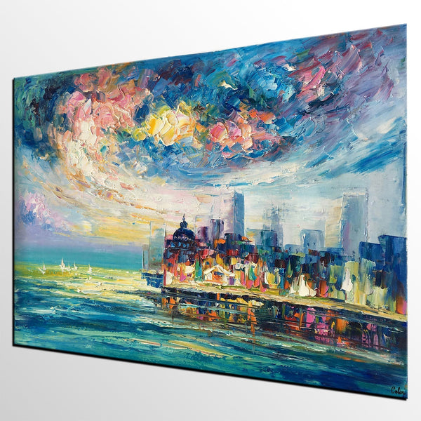 Original Landscape Paintings, Cityscape Painting, Custom Large Canvas Paintings, Modern Paintings on Canvas-Grace Painting Crafts