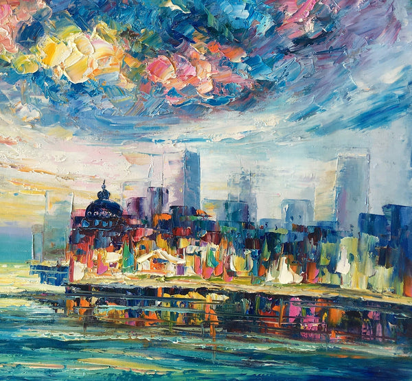 Original Landscape Paintings, Cityscape Painting, Custom Large Canvas Paintings, Modern Paintings on Canvas-Grace Painting Crafts