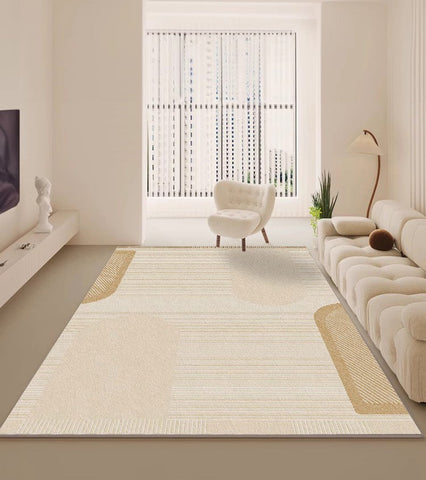 Cream Color Geometric Modern Rugs, Contemporary Soft Rugs for Living Room, Bedroom Modern Rugs, Modern Rugs for Dining Room-Grace Painting Crafts