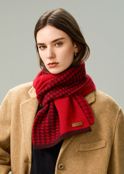 Fashion Designer Scarf, Modern Wool Scarf for Women, Casual Scarf for Women, Cold Weather Scarf, Red Winter Scarf, Soft Cashmere Scarf for Women-Grace Painting Crafts