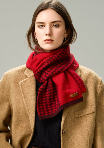 Fashion Designer Scarf, Modern Wool Scarf for Women, Casual Scarf for Women, Cold Weather Scarf, Red Winter Scarf, Soft Cashmere Scarf for Women-Grace Painting Crafts