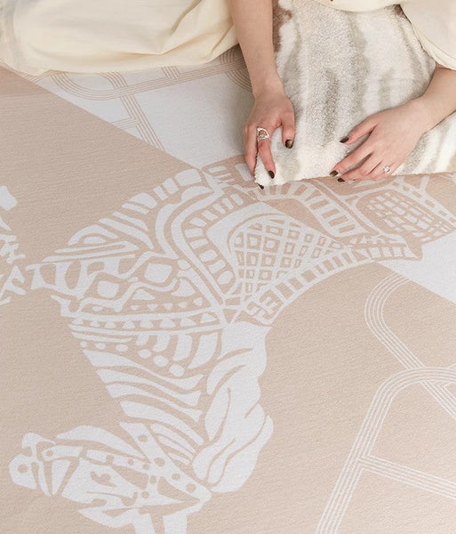 Circular Rugs for Bedroom, Modern Rugs for Dining Room, Horse Modern Rug Ideas for Living Room, Abstract Contemporary Round Rugs for Dining Room-Grace Painting Crafts