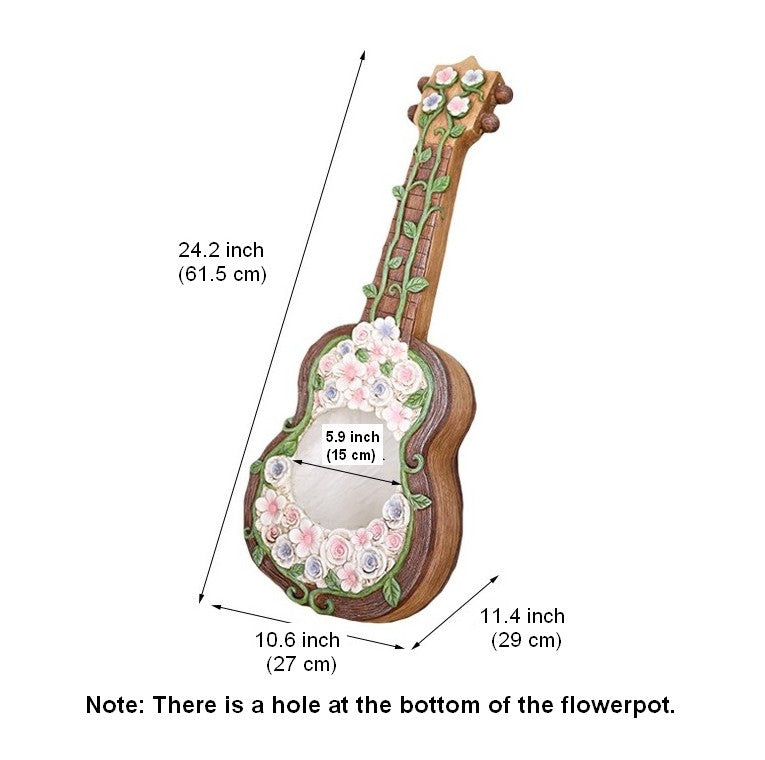 Modern Garden Flower Pot, Unique Guitar Flowerpot for Garden Ornaments, Beautiful Guitar Flowerpot, Villa Outdoor Decor Gardening Ideas-Grace Painting Crafts