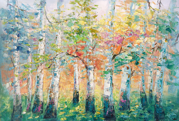 Landscape Canvas Painting, Spring Tree Painting, Landscape Painting for Bedroom, Impasto Paintings, Canvas Painting for Sale-Grace Painting Crafts
