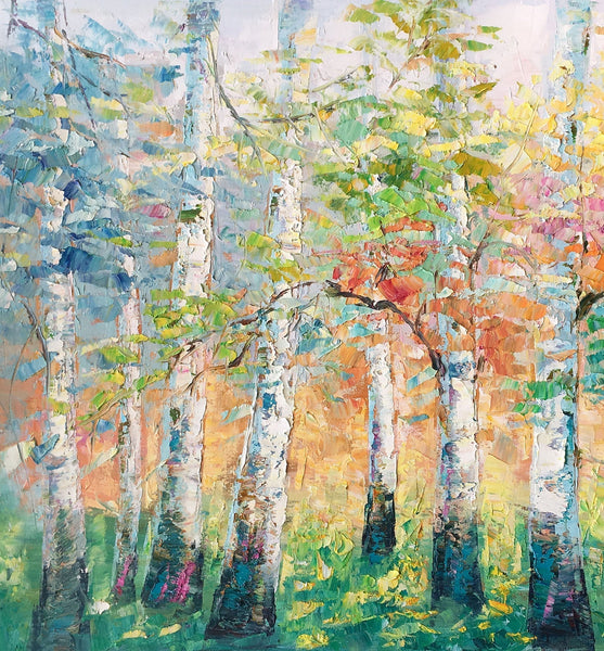 Landscape Canvas Painting, Spring Tree Painting, Landscape Painting for Bedroom, Impasto Paintings, Canvas Painting for Sale-Grace Painting Crafts