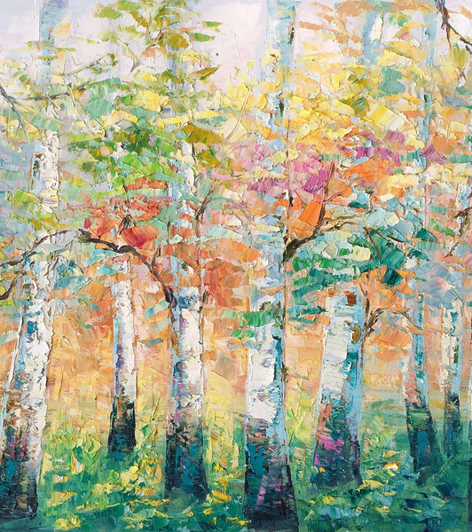 Landscape Canvas Painting, Spring Tree Painting, Landscape Painting for Bedroom, Impasto Paintings, Canvas Painting for Sale-Grace Painting Crafts