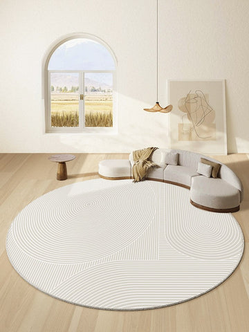 Bedroom Abstract Modern Area Rugs, Contemporary Modern Rug for Living Room, Geometric Round Rugs for Dining Room, Circular Modern Rugs under Chairs-Grace Painting Crafts