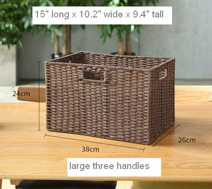 Large Woven Straw Storage Basket, Storage Basket for Bedroom, Rectangle Storage Basket, Picnic Storage Basket, Storage Basket for Toys-Grace Painting Crafts