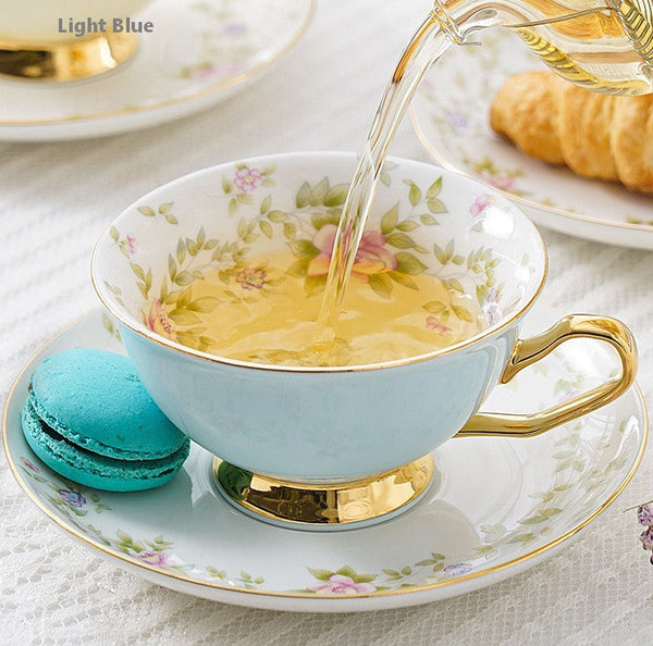 Elegant Ceramic Coffee Cups, Beautiful British Tea Cups, Unique Afternoon Tea Cups and Saucers in Gift Box, Royal Bone China Porcelain Tea Cup Set-Grace Painting Crafts