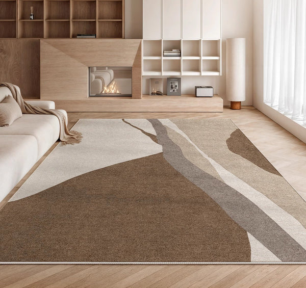 Elegant Modern Area Rugs under Sofa, Dining Room Floor Rugs, Abstract Contemporary Rugs for Bedroom, Mid Century Area Rugs for Living Room-Grace Painting Crafts