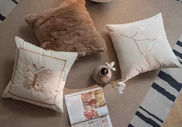 Modern Decorative Pillows for Bedroom, Decorative Pillow Arrangement Ideas for Couch, Embroidered Butterfly Pillow Covers, Large Decorative Throw Pillows for Living Room-Grace Painting Crafts
