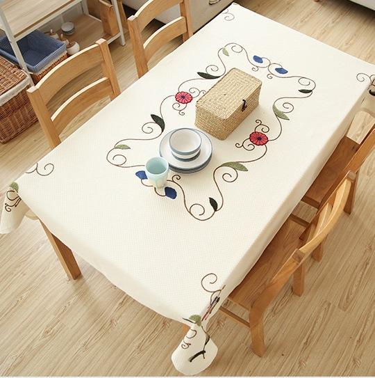 Modern Table Cover for Dining Table, Cotton Embroidered Rectangle Tablecloth for Kitchen, Simple Modern Tablecloth for Tea Table, Cabinit, Bedstand-Grace Painting Crafts