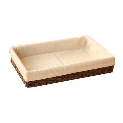 Woven Straw Storage Basket with Linen Lining, Storage Basket for Food, Rectangle Storage Basket for Kitchen-Grace Painting Crafts