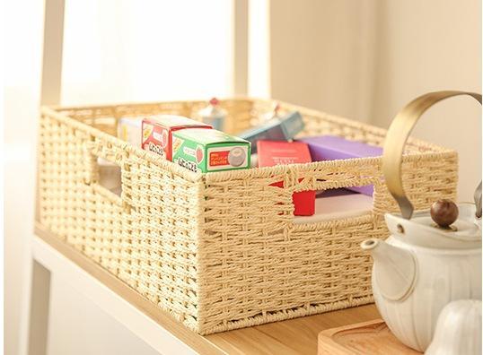 Woven Straw basket, Storage Basket, Rectangle Basket, Picnic Basket-Grace Painting Crafts