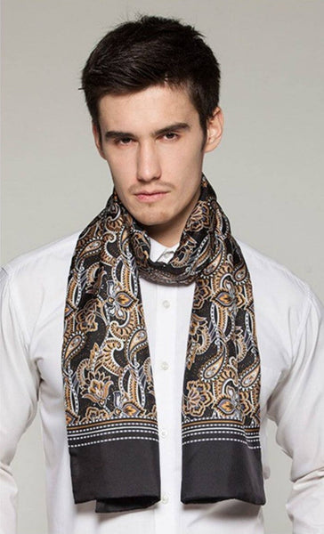 Long Men Silk Scarf, High Quality Silk Necktie, Business Silk Scarf Men, Silk Scarf For Suit, British Style Long Scarf, Luxury Silk Neck Scarf, Mens Spring Autumn Scarf, Formal Wear Silk Scarf-Grace Painting Crafts