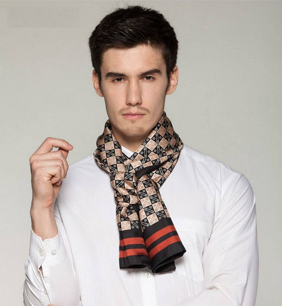 Business Silk Scarf Men, Long Silk Scarf for Men, Silk Scarf For Suit, High Quality Silk Necktie, British Style Long Scarf, Luxury Silk Neck Scarf, Mens Spring Autumn Scarf, Formal Wear Silk Scarf-Grace Painting Crafts