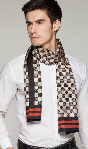 Business Silk Scarf Men, Long Silk Scarf for Men, Silk Scarf For Suit, High Quality Silk Necktie, British Style Long Scarf, Luxury Silk Neck Scarf, Mens Spring Autumn Scarf, Formal Wear Silk Scarf-Grace Painting Crafts