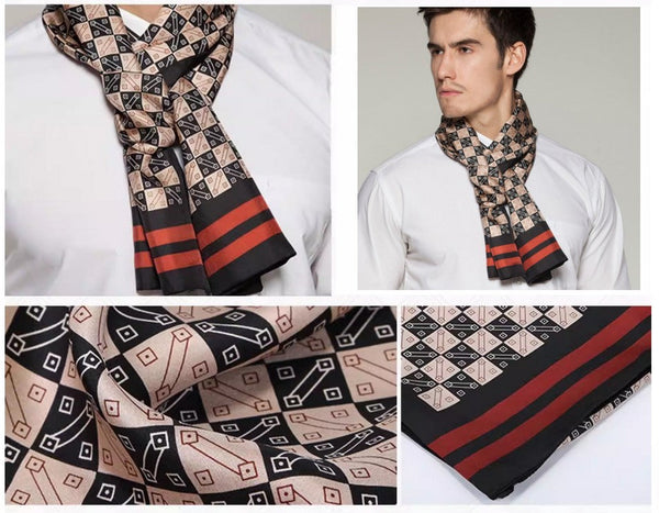 Business Silk Scarf Men, Long Silk Scarf for Men, Silk Scarf For Suit, High Quality Silk Necktie, British Style Long Scarf, Luxury Silk Neck Scarf, Mens Spring Autumn Scarf, Formal Wear Silk Scarf-Grace Painting Crafts