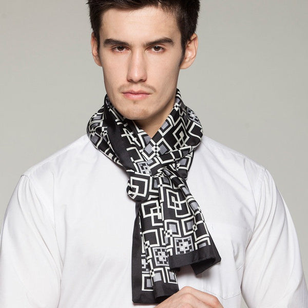 Silk Scarf For Suit, High Quality Silk Necktie, British Style Long Scarf, Business Silk Scarf Men, Long Silk Scarf for Men, Luxury Silk Neck Scarf, Mens Spring Autumn Scarf, Formal Wear Silk Scarf-Grace Painting Crafts