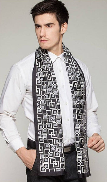 Silk Scarf For Suit, High Quality Silk Necktie, British Style Long Scarf, Business Silk Scarf Men, Long Silk Scarf for Men, Luxury Silk Neck Scarf, Mens Spring Autumn Scarf, Formal Wear Silk Scarf-Grace Painting Crafts