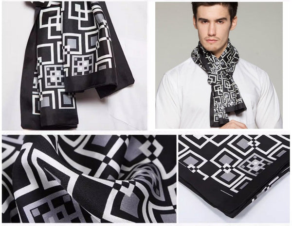 Silk Scarf For Suit, High Quality Silk Necktie, British Style Long Scarf, Business Silk Scarf Men, Long Silk Scarf for Men, Luxury Silk Neck Scarf, Mens Spring Autumn Scarf, Formal Wear Silk Scarf-Grace Painting Crafts