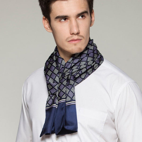 Mens Thin Silk Scarf, Business Silk Scarf Men, Silk Scarf For Suit, British Style Long Scarf, Luxury Silk Neck Scarf, Mens Spring Autumn Scarf, Formal Wear Silk Scarf-Grace Painting Crafts