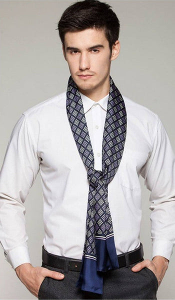 Mens Thin Silk Scarf, Business Silk Scarf Men, Silk Scarf For Suit, British Style Long Scarf, Luxury Silk Neck Scarf, Mens Spring Autumn Scarf, Formal Wear Silk Scarf-Grace Painting Crafts